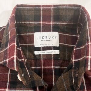 Ledbury Men's Reserve Collection Plaid Shirt - Brown and Red